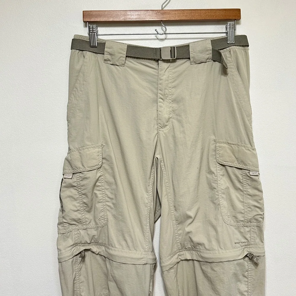 Columbia Titanium Convertible Pants Mens M Beige Omni-Dry Hiking Cargo Shorts